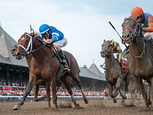 Alpha and Golden Ticket deadheat in the 2012 Travers.