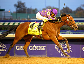 Awesome Feather wins the 2010 Breeders' Cup Juvenile Fillies.