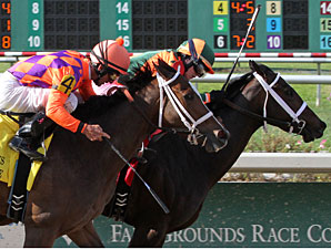 Believe You Can wins the 2012 Fair Grounds Oaks.