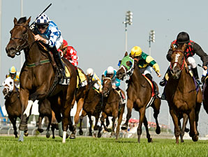 Colonial Flag wins the 2012 Ontario Collleen Stakes.