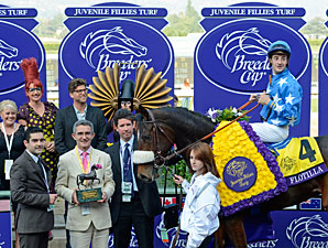 Flotilla wins the 2012 Juvenile Fillies Turf.