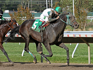Geeky Gorgeous wins the 2013 New Jersey Breeders Handicap.