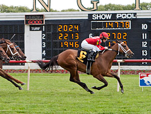 Grandma's Rules wins the 2013 Gaily Gaily Stakes.