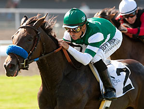 Lady of Shamrock wins the 2012 American Oaks.