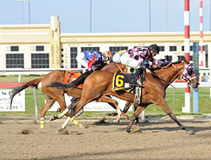 Lisa Stannard wins the 2013 Silver Train HBPA Stakes.
