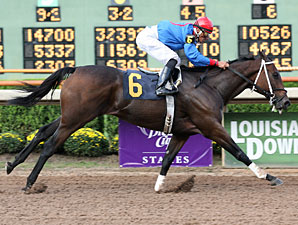 Martin’s Bay with jockey Francisco Torres wins the River Cities at Louisiana Downs.