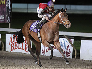 Over a Barrel wins the 2015 LA Bred Premier Night Gentlemen Starter Stakes.