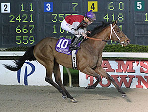 Over a Barrel wins the 2015 LA Bred Premier Night Gentlemen Starter Stakes.
