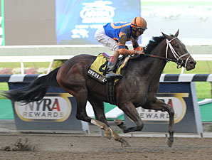 Overanalyze wins the 2012 Futurity.