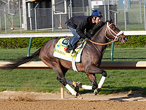 Oxbow and Gary Stevens work at Churchill Downs 4/21/2013.