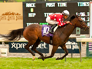 Purim's Dancer wins the Wishing Well Stakes giving jockey Gary Stevens his second graded stakes win after his return.