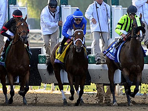 Questing exits the starting gate in the BC Ladies' Classic.