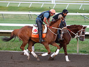 Ruler On Ice (left) and Nacho Friend at Monmouth, June 16, 2011.