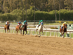 Turbulent Descent wins the 2011 Santa Anita Oaks.