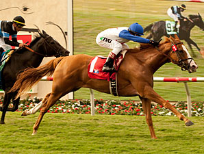 Up In Time wins the San Clemente Stakes.
