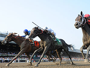 V. E. Day wins the 2014 Curlin Stakes.