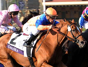 Zagora wins the 2012 Breeders' Cup Filly & Mare Turf.