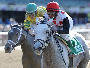 Zo Impressive wins the 2012 Mother Goose.